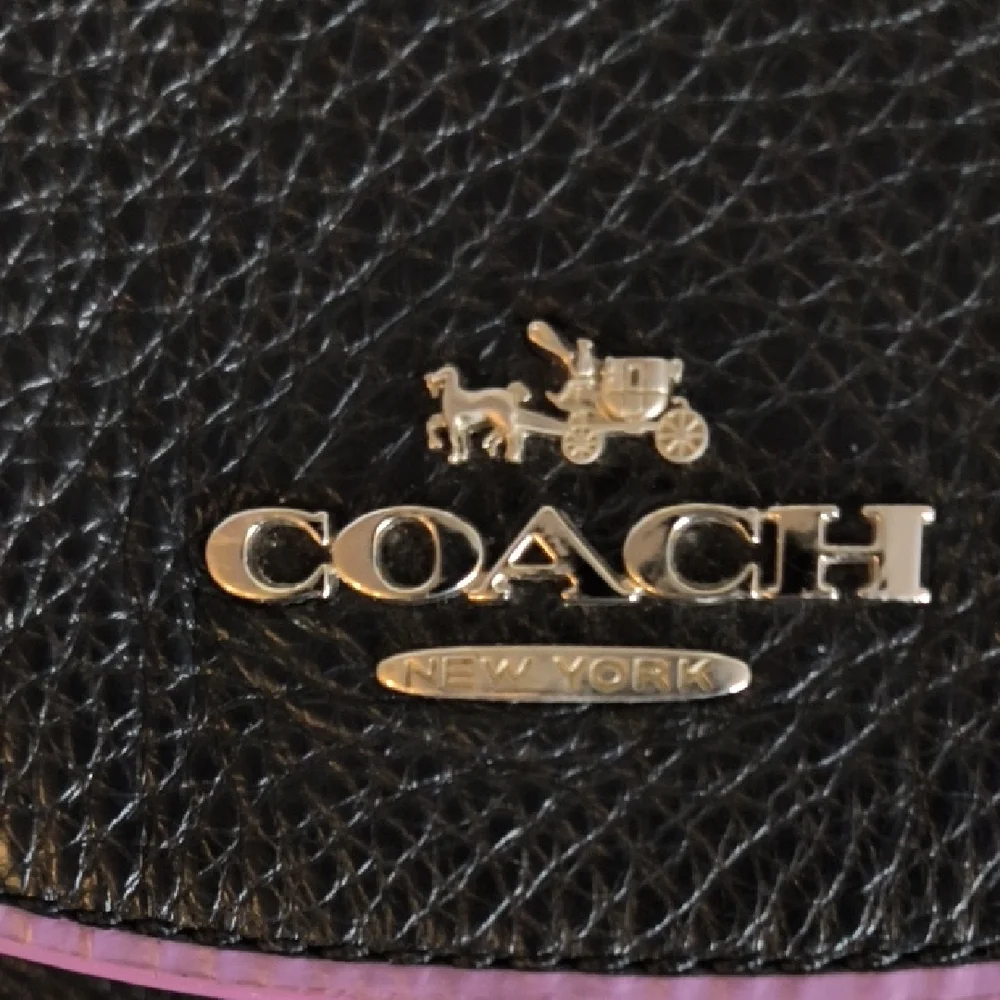 Coach Black and Purple Backpack with Pebbled Texture F12014